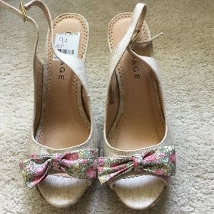 Rampage Linen High Heels w Bows Sz 9 New Wow